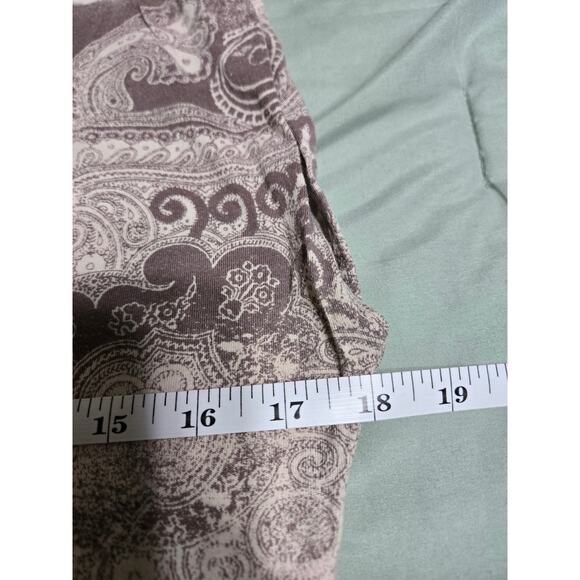 St johns bay petite small women's tan and brown blouse with elastic waistband - Picture 6 of 7